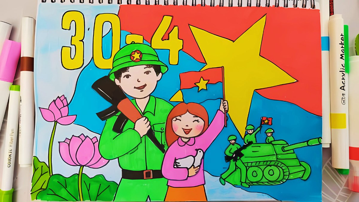 Mẫu tranh em yêu Tổ Quốc Việt Nam đơn giản