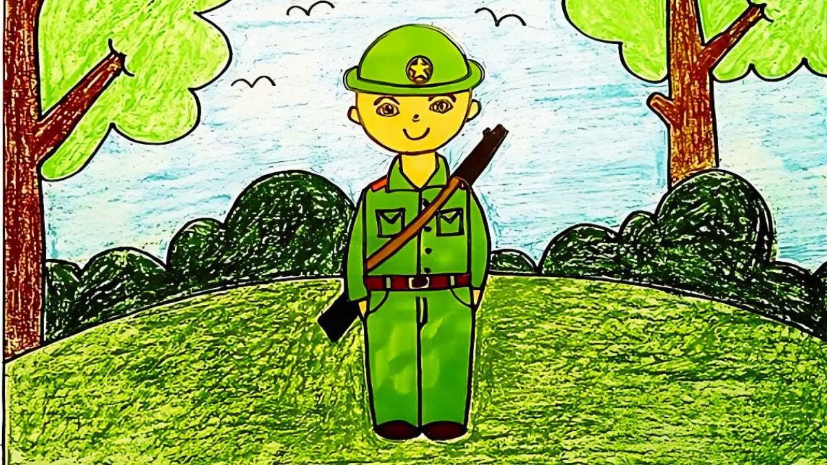 Mẫu tranh em yêu Tổ Quốc Việt Nam đơn giản