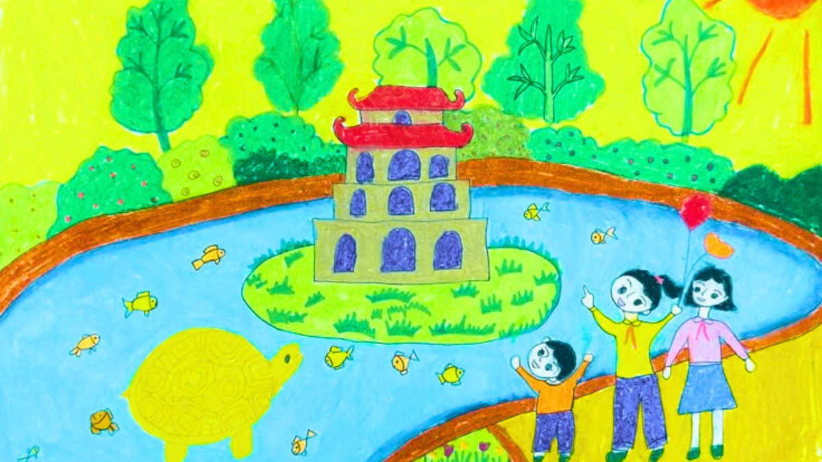 Mẫu tranh em yêu Tổ Quốc Việt Nam đơn giản