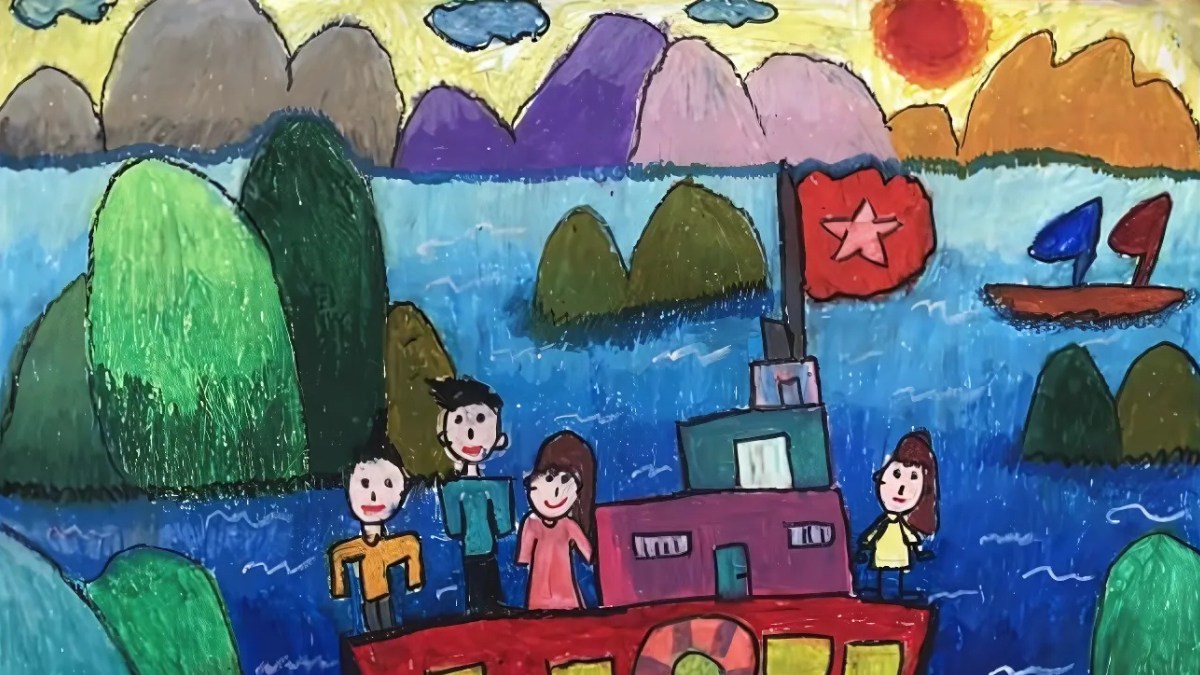 Mẫu tranh em yêu Tổ Quốc Việt Nam đơn giản