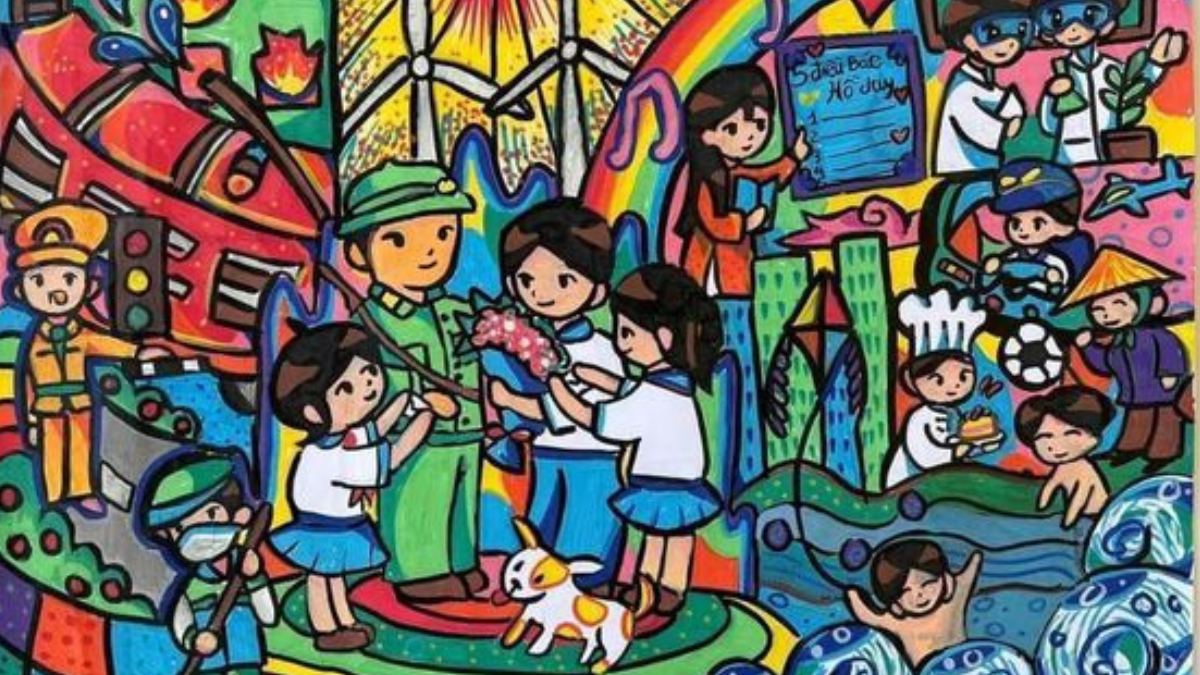 Mẫu tranh em yêu Tổ Quốc Việt Nam