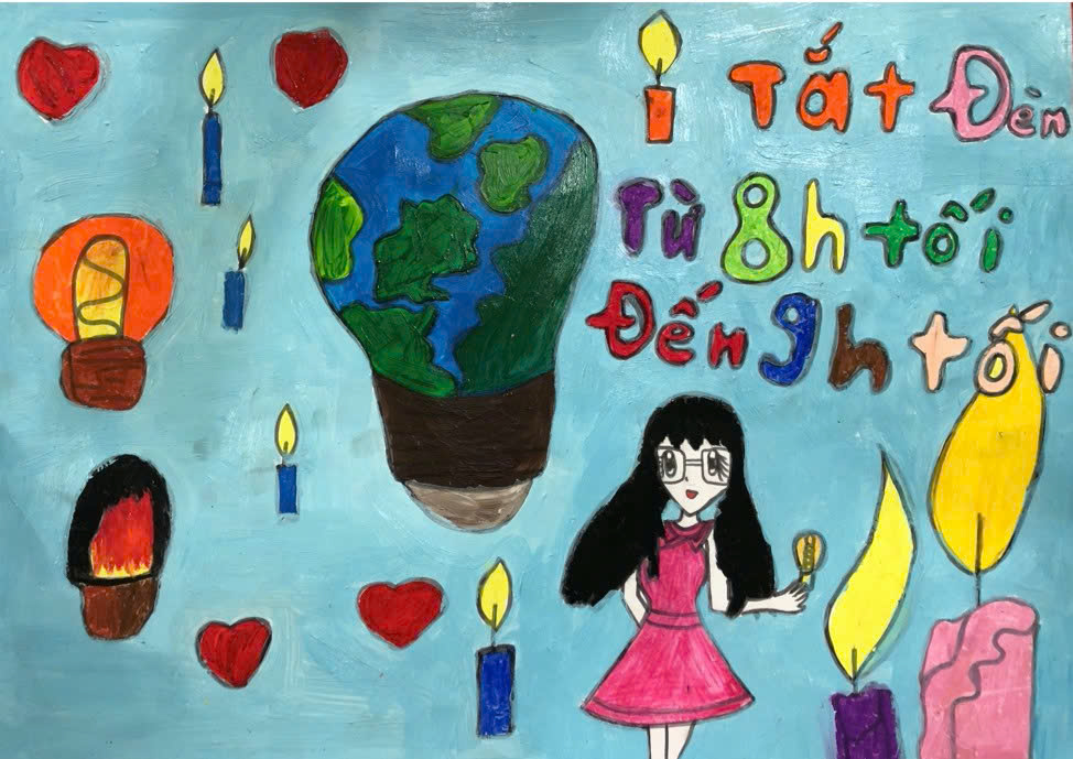 Mẫu tranh tiết kiệm điện đơn giản Mẫu tranh tiết kiệm điện đơn giản