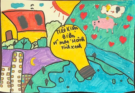 Mẫu tranh tiết kiệm điện đơn giản Mẫu tranh tiết kiệm điện đơn giản