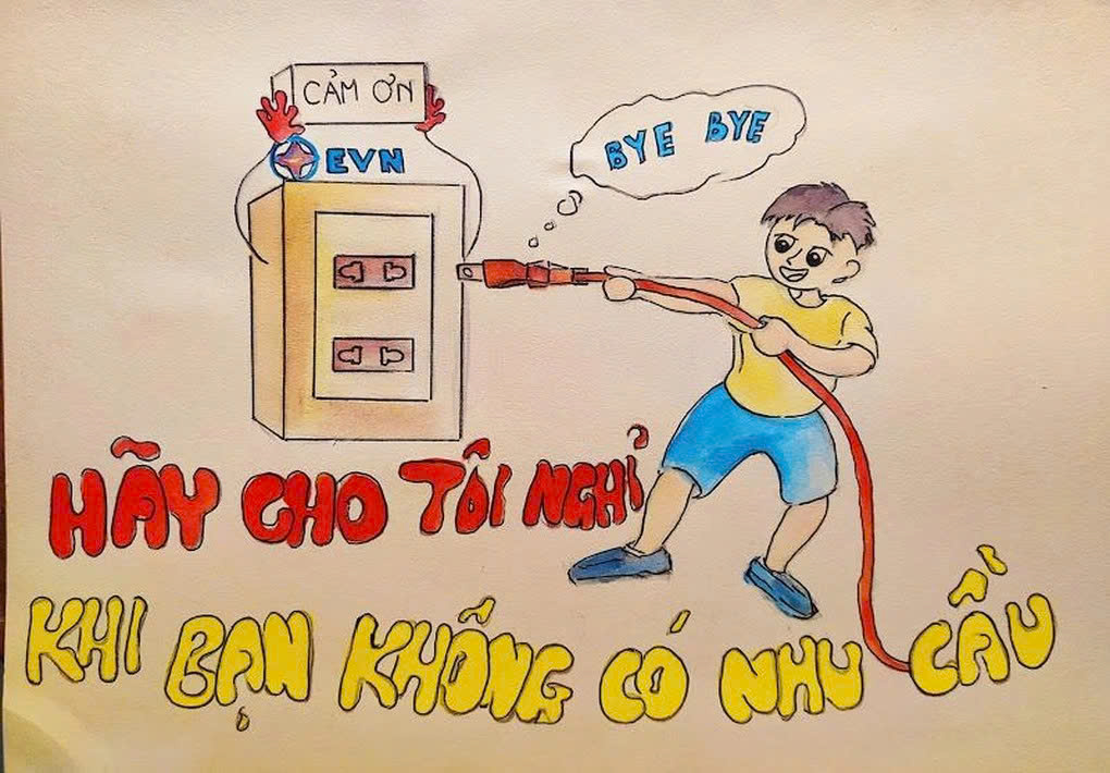 Mẫu tranh tiết kiệm điện đơn giản Mẫu tranh tiết kiệm điện đơn giản