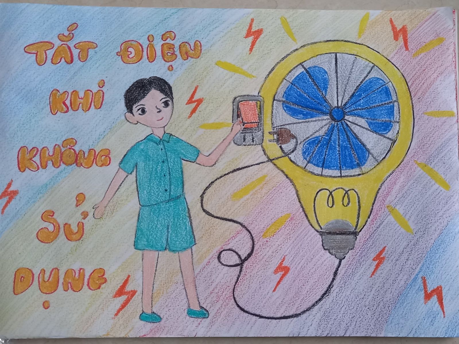Mẫu tranh tiết kiệm điện đơn giản Mẫu tranh tiết kiệm điện đơn giản
