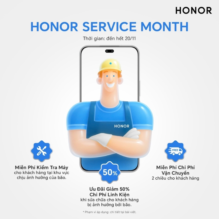 HONOR hỗ trợ khách hàng ảnh hưởng bởi bão Bualoi