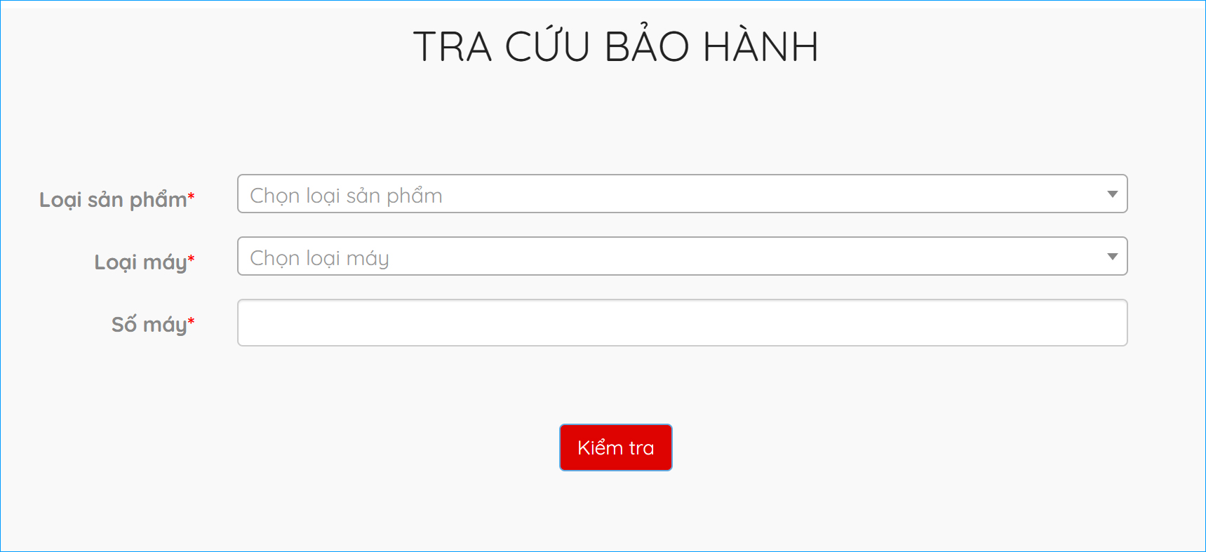 Truy cập trang web tra cứu bảo hành và thực hiện theo từng bước