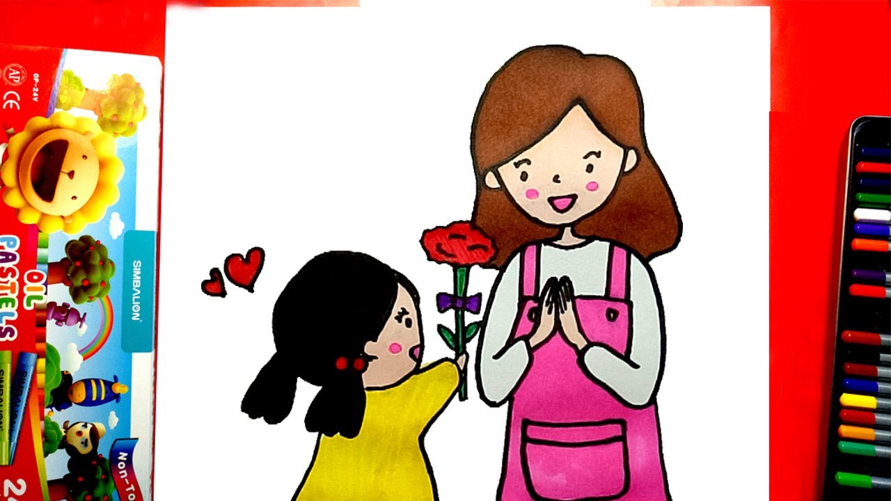 Cách vẽ tranh 8/3 đơn giản cho học sinh