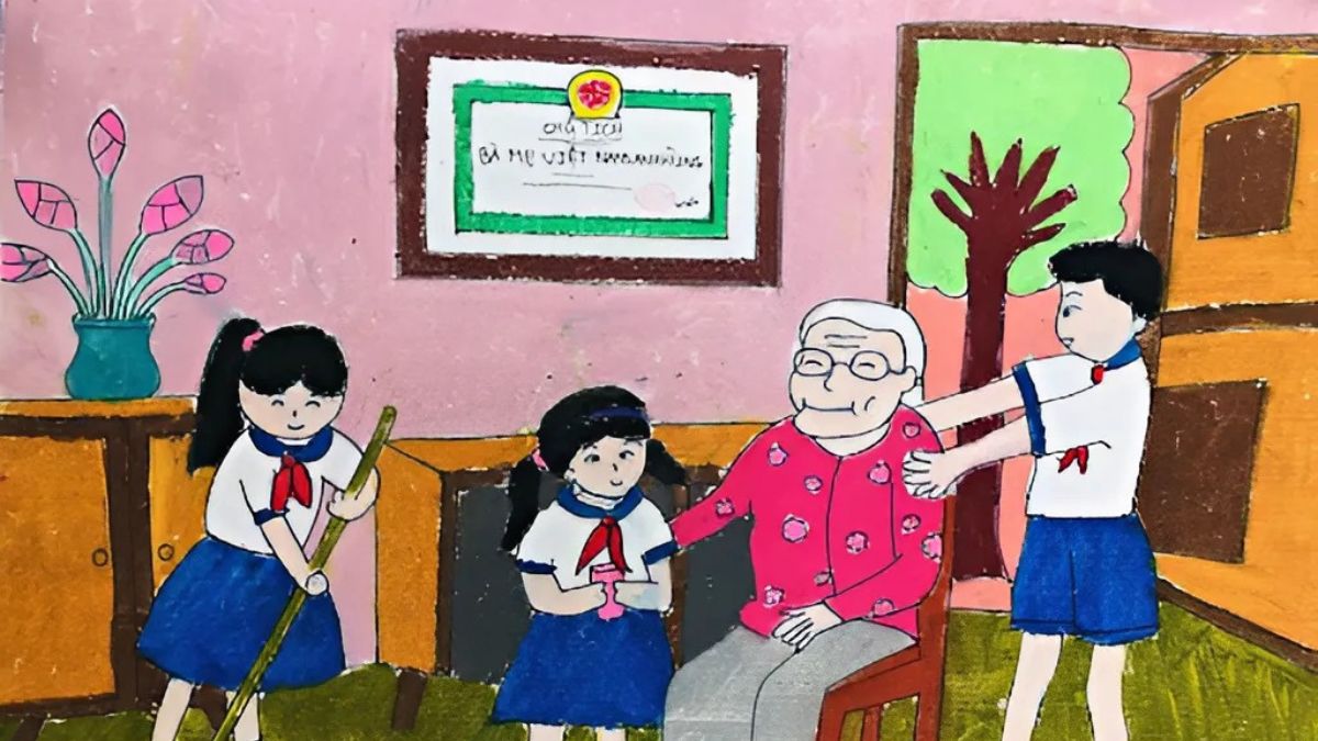 Mẫu tranh 8/3 tặng bà