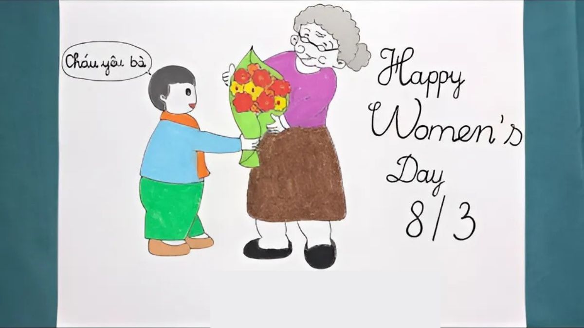 Mẫu tranh 8/3 tặng bà