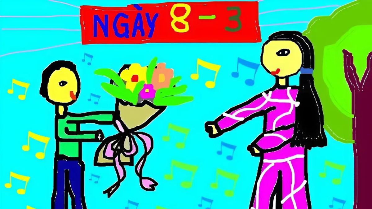 Mẫu tranh 8/3 tặng cô giáo
