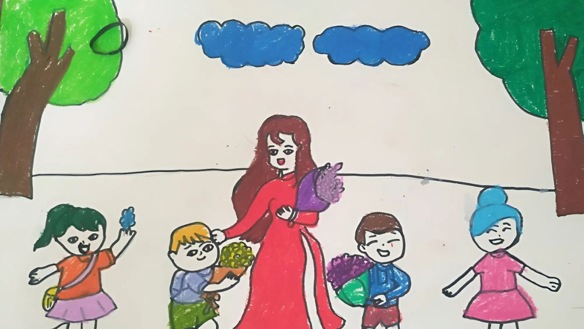 Mẫu tranh 8/3 tặng cô giáo