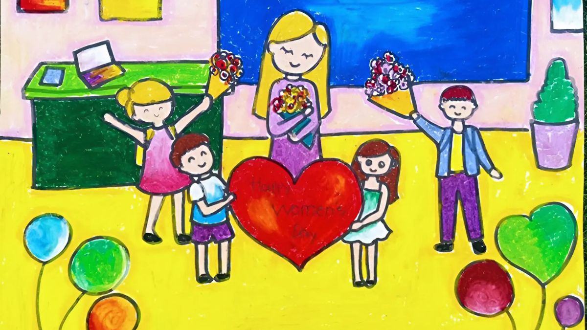 Mẫu tranh 8/3 tặng cô giáo
