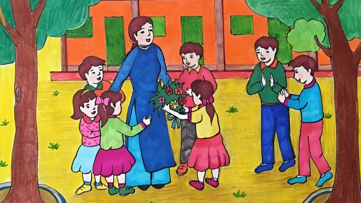 Mẫu tranh 8/3 tặng cô giáo