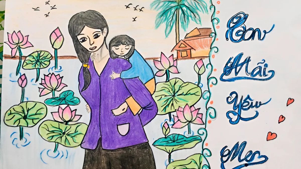 Mẫu tranh 8/3 tặng mẹ