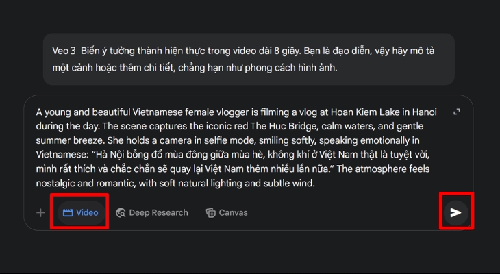 Cách tạo video veo 3 qua Gemini
