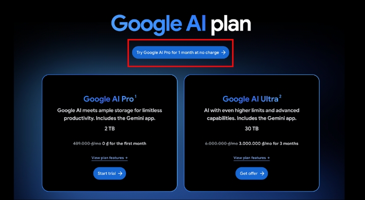 Đăng ký tài khoản Google AI Pro miễn phí