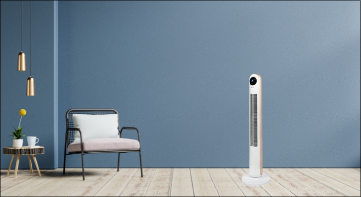 Quạt tháp FUJIHOME TF-13E 40W với góc quay rộng 90° cho phép quạt phân bố luồng gió đều khắp phòng