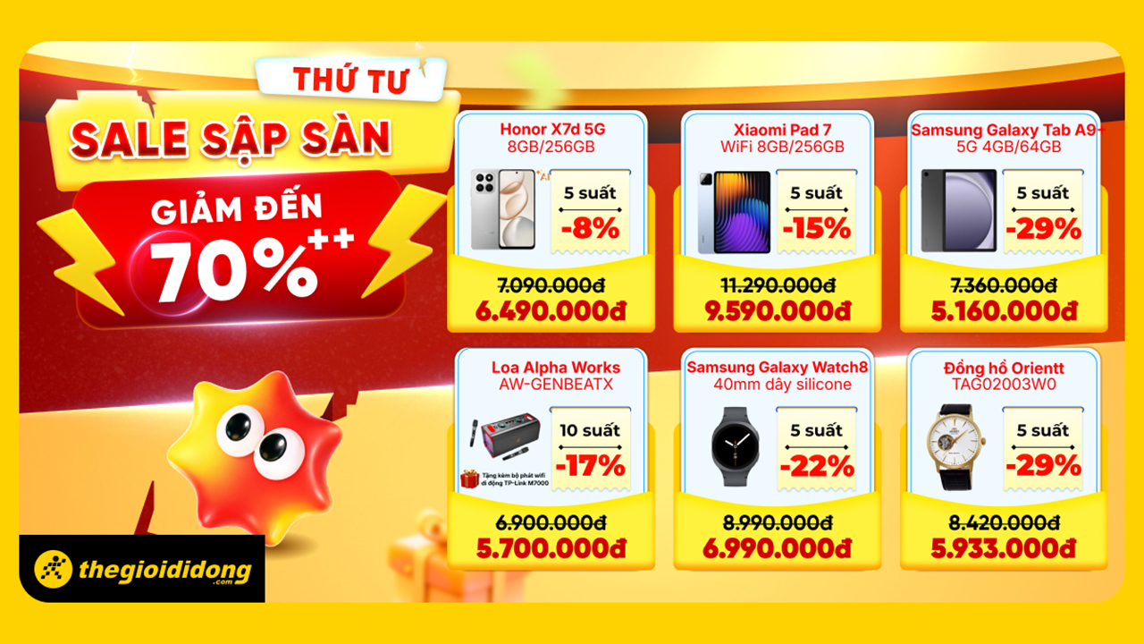 Cực HOT: Mời đoàn mình di chuyển vào trang TGDĐ săn deal Thứ 4 - Sale sập sàn tới 70%++