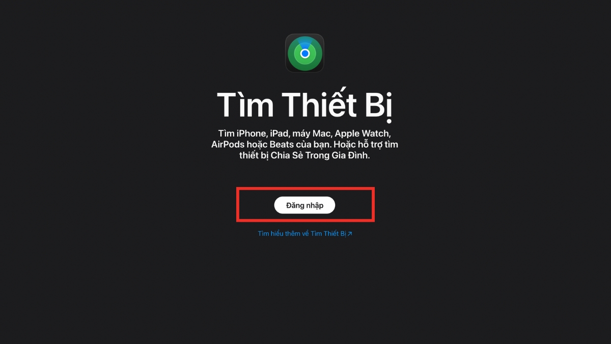 Truy cập vào trang web iCloud.com/find Truy cập vào trang web iCloud.com/find