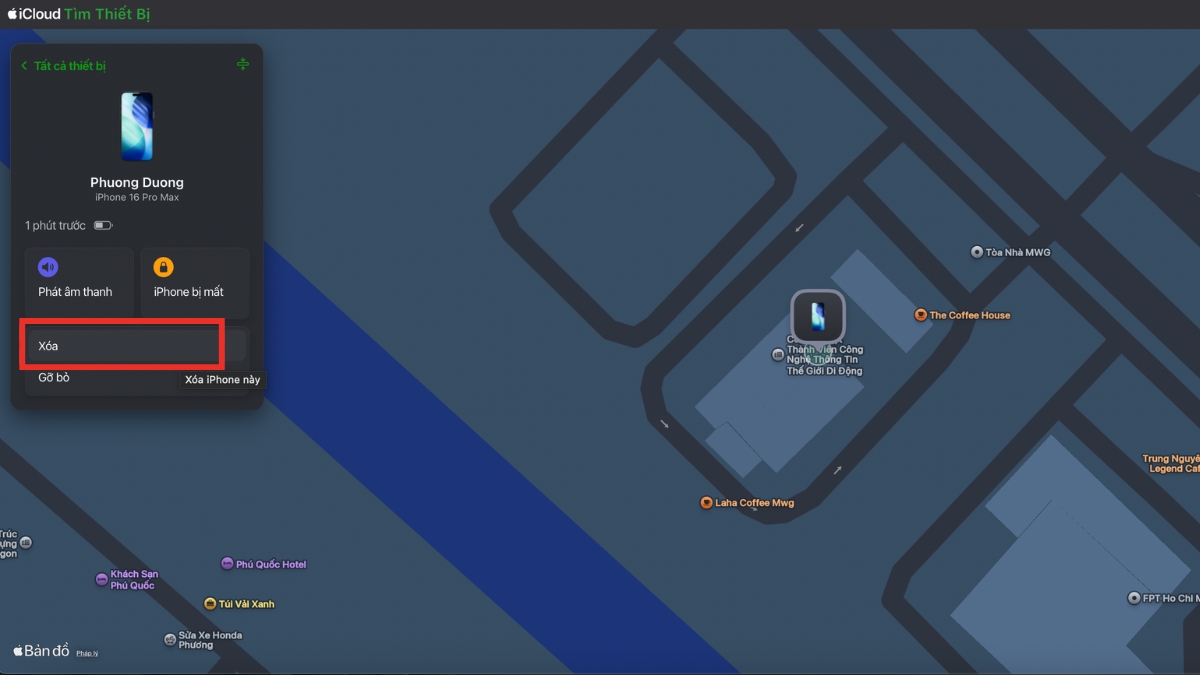 Chọn "Erase" (Xóa) Chọn "Erase" (Xóa)