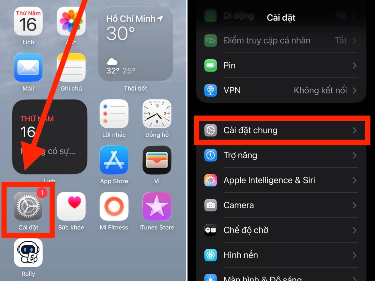 Cài đặt > Cài đặt chung Cài đặt > Cài đặt chung