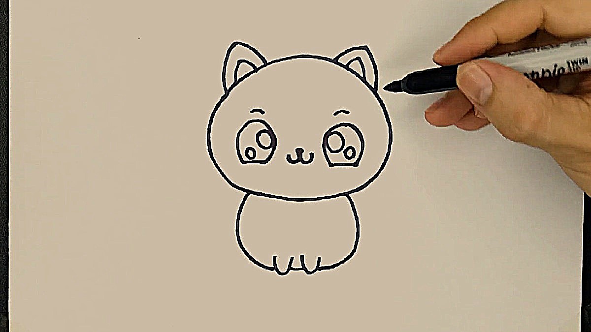 Bước 1: Vẽ khuôn mặt mèo Bước 1: Vẽ khuôn mặt mèo