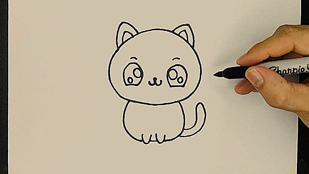 Bước 1: Vẽ khuôn mặt mèo Bước 1: Vẽ khuôn mặt mèo