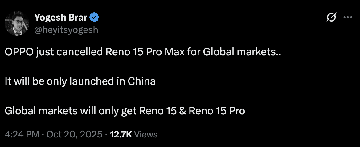 Oppo Reno15 Pro Oppo Reno15 Pro