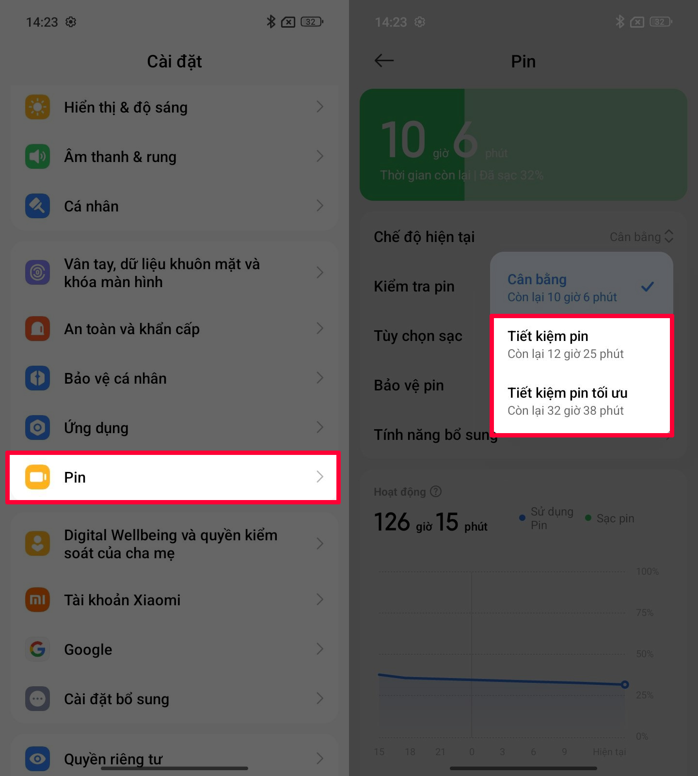 Cách bật tiết kiệm pin trên Redmi 15C