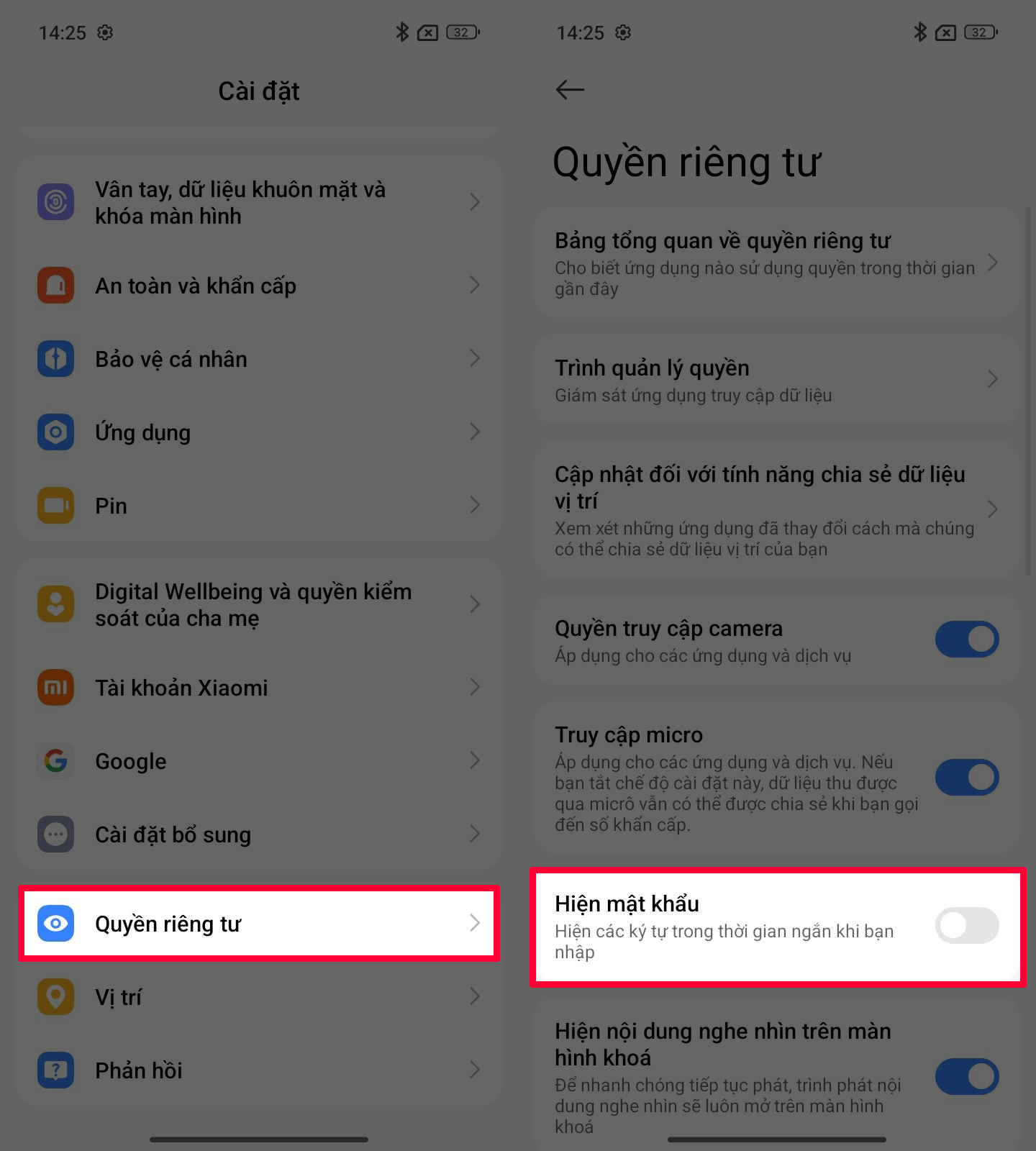 Cách tắt hiện mật khẩu khi nhập trên trên Redmi 15C Cách tắt hiện mật khẩu khi nhập trên trên Redmi 15C