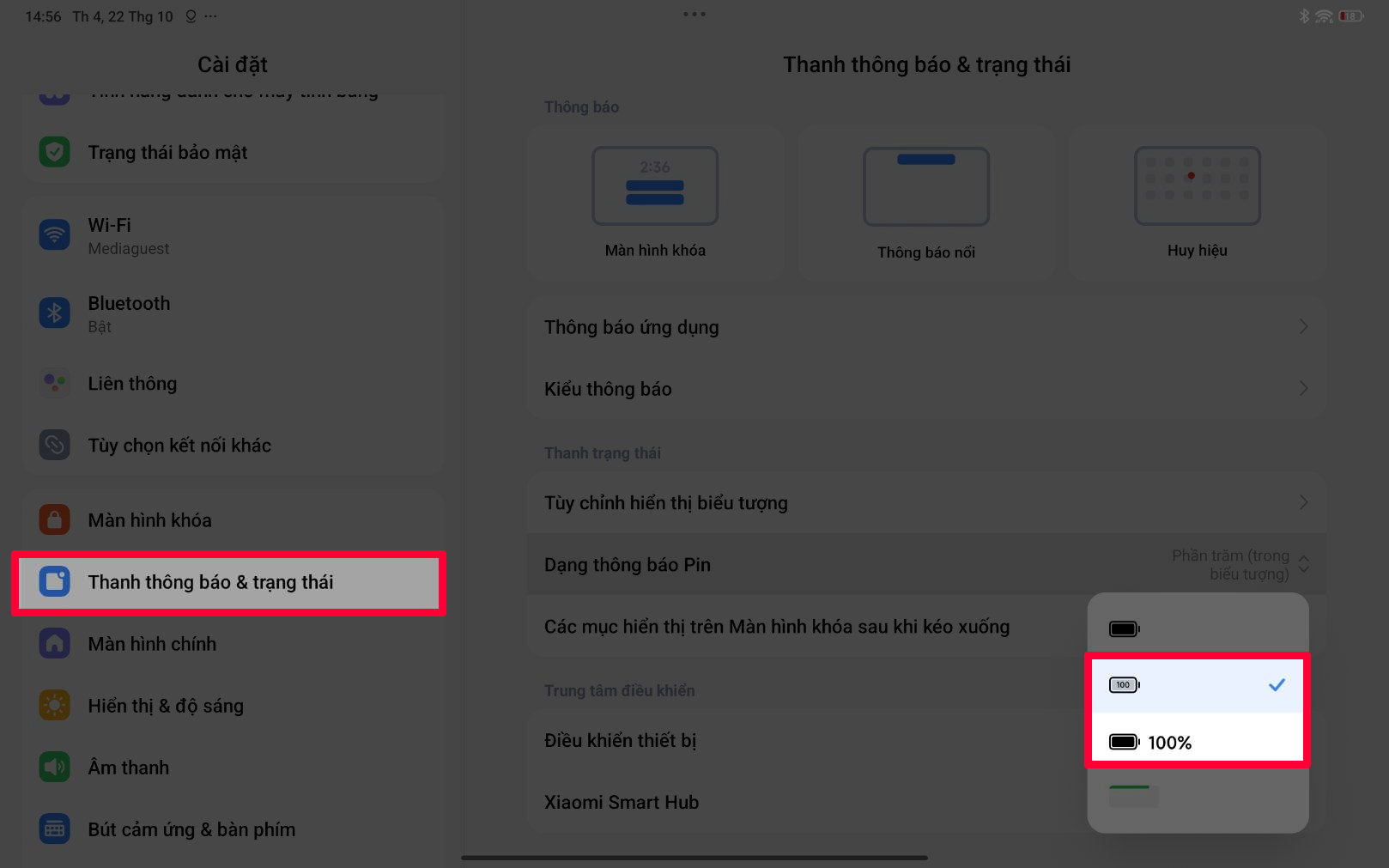 Cách hiển thị phần trăm pin trên Redmi Pad 2 Pro 