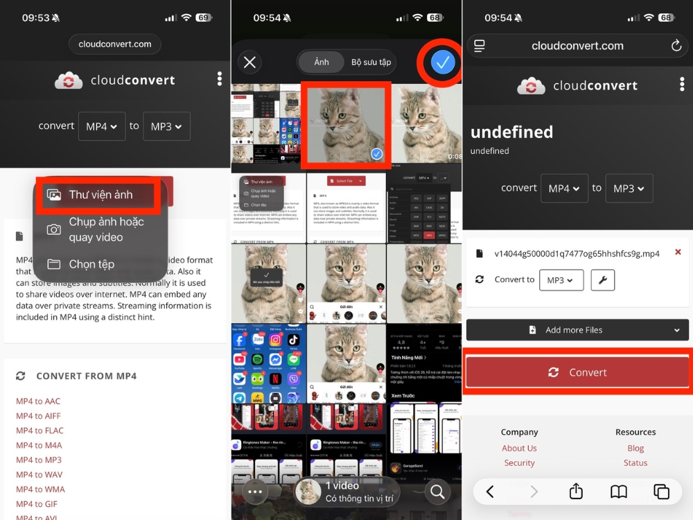 Chọn Video đ&atilde; tải 