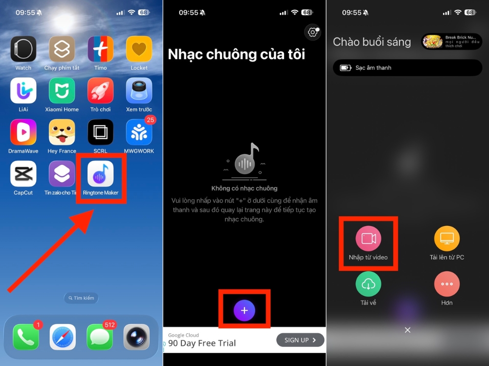Chọn Nhập từ video