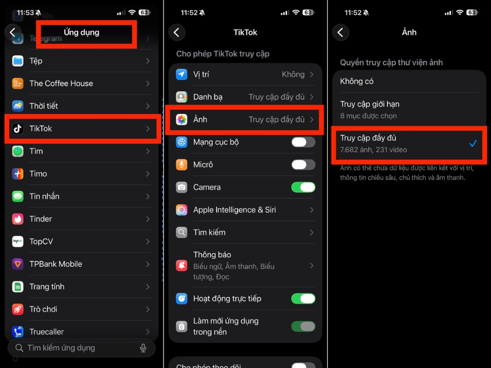 Đảm bảo đ&atilde; chọn Truy cập đầy đủ