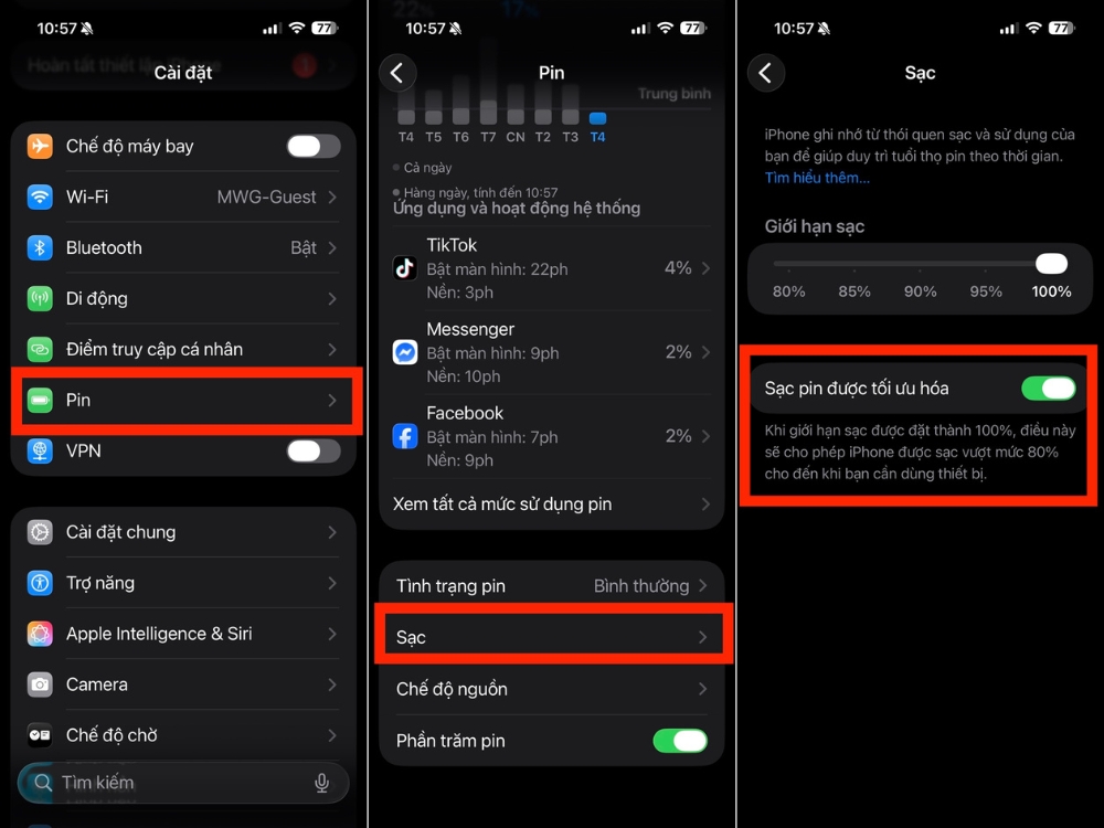 Pin > Sạc > Sạc pin được tối ưu h&oacute;a