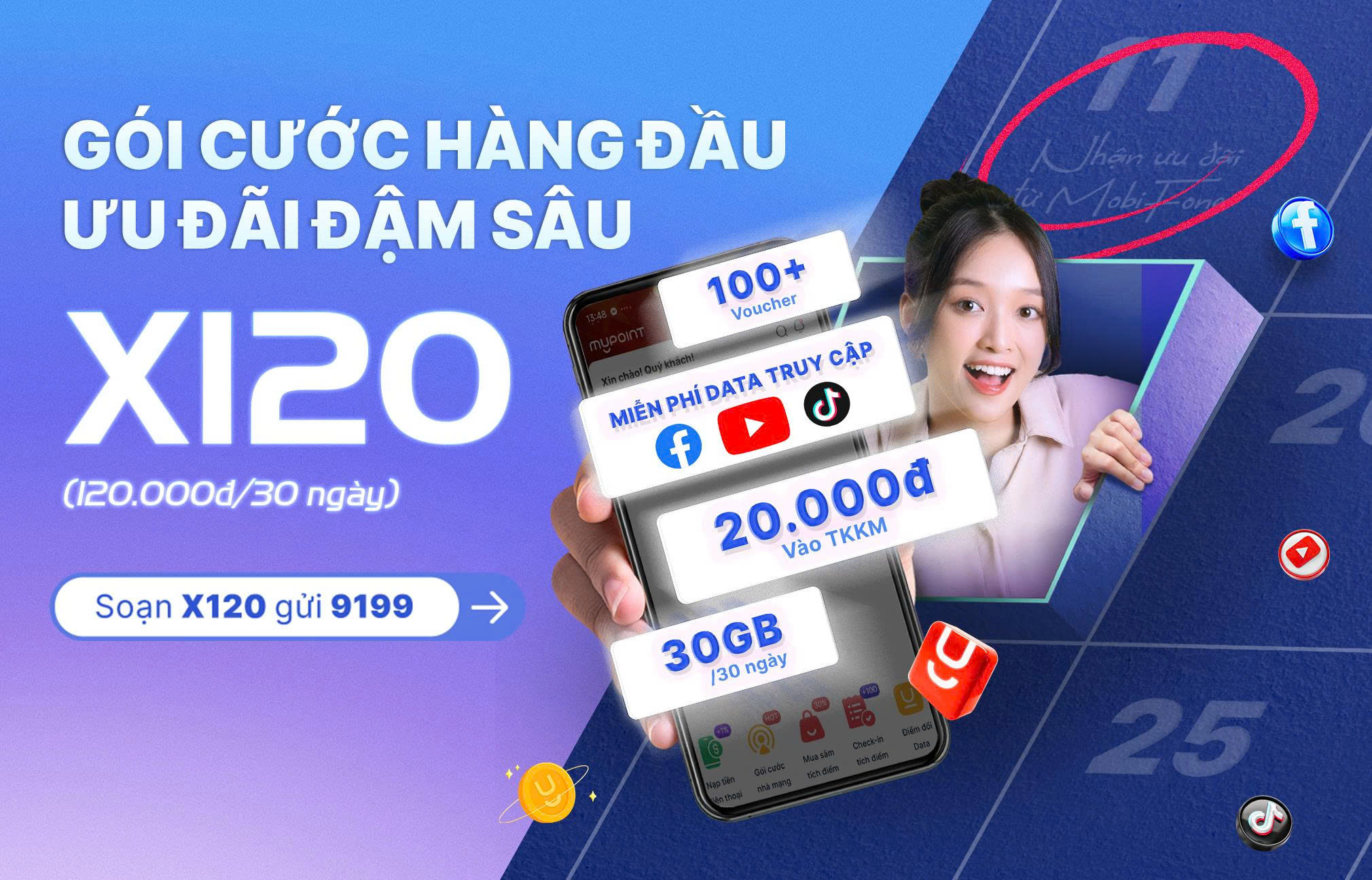 Cách đăng ký gói cước X120 MobiFone