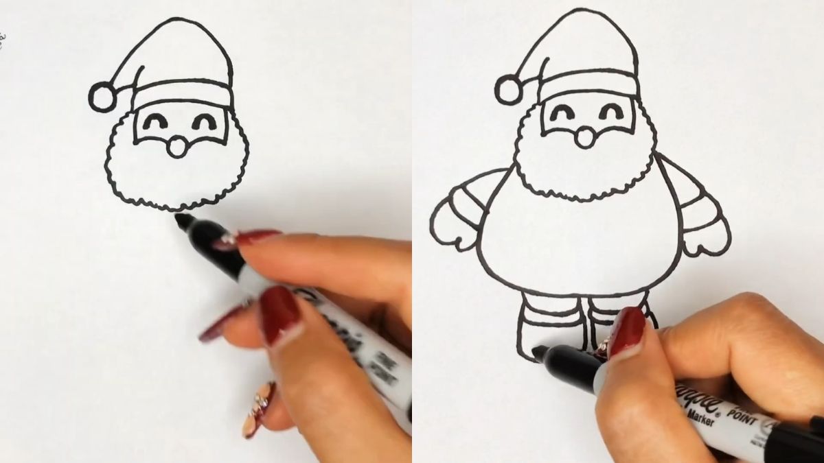 Bước 1: Phác thảo hình dáng ông già Noel
