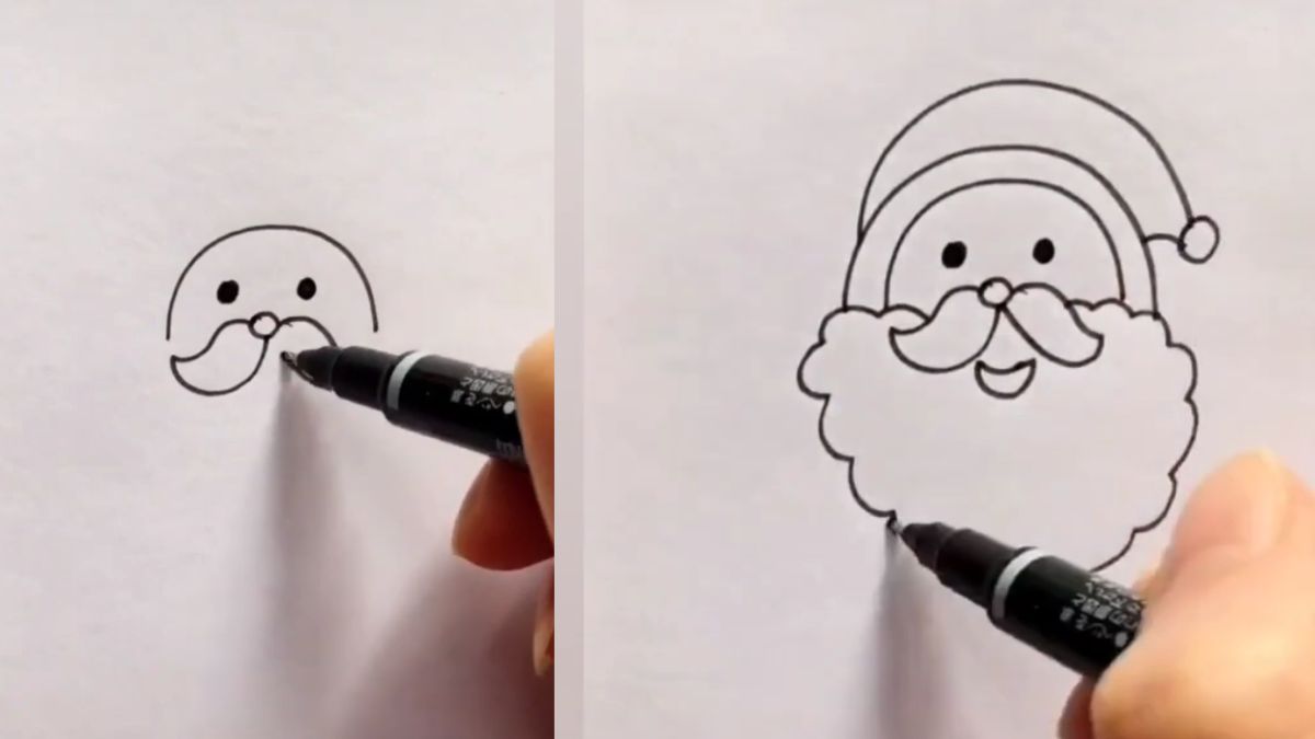 Bước 1: Vẽ phần đầu ông già Noel