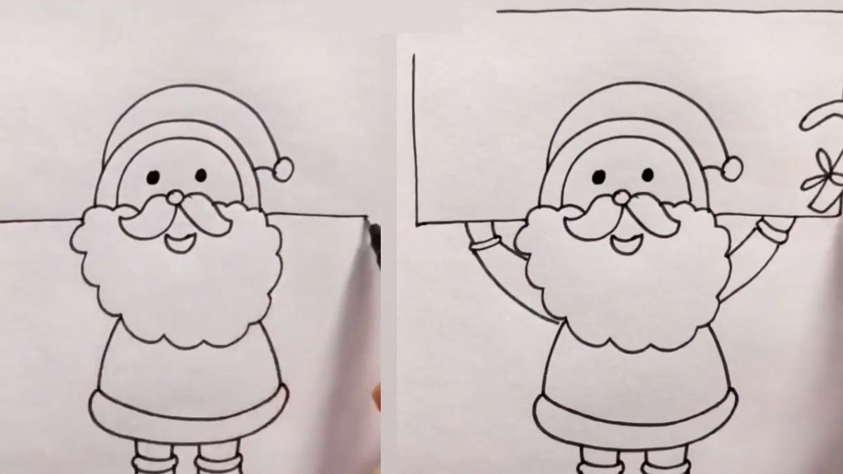 Bước 1: Vẽ phần đầu ông già Noel