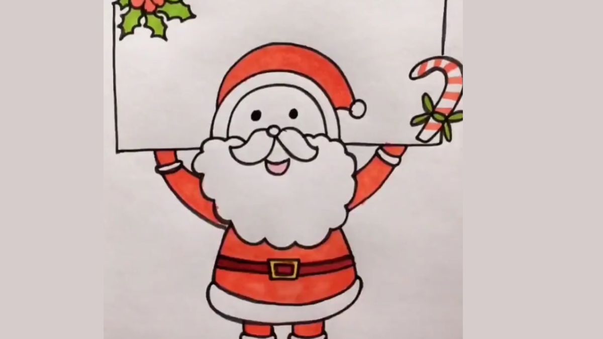 Bước 1: Vẽ phần đầu ông già Noel