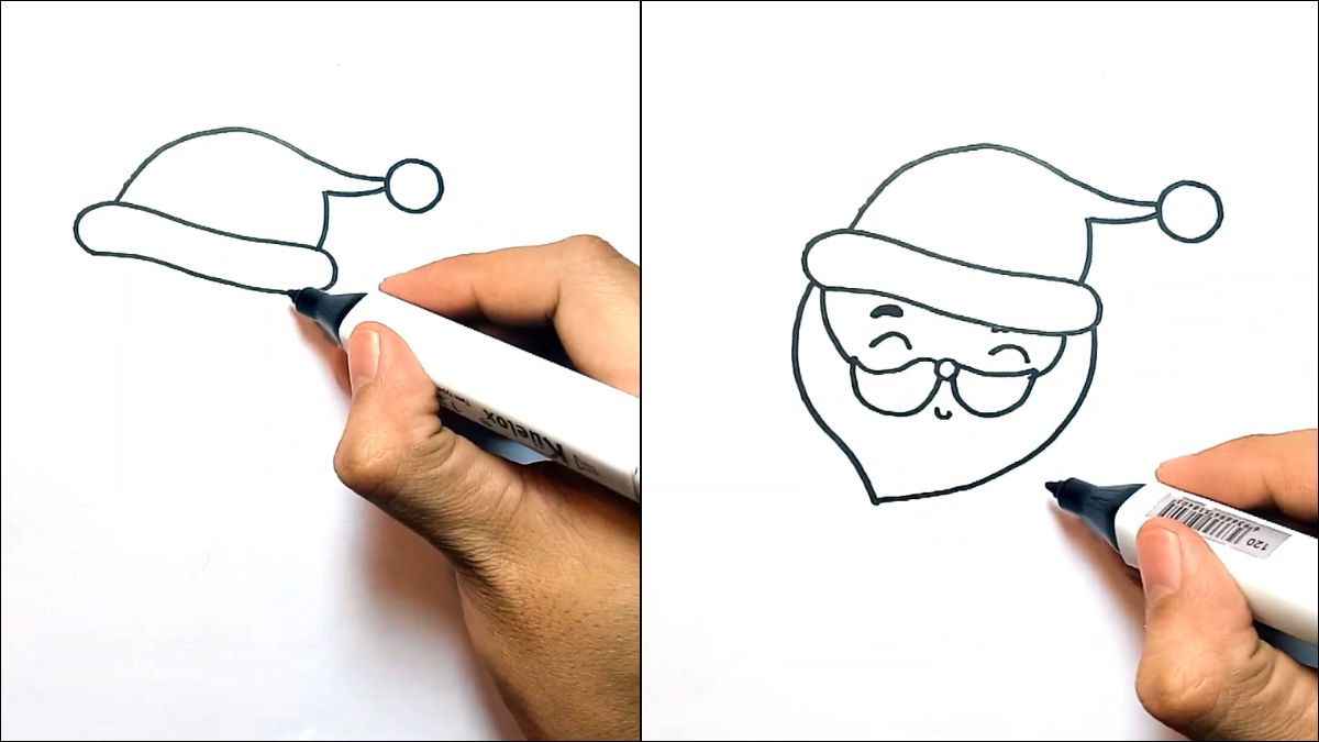 Bước 1: Vẽ khuôn mặt ông già Noel