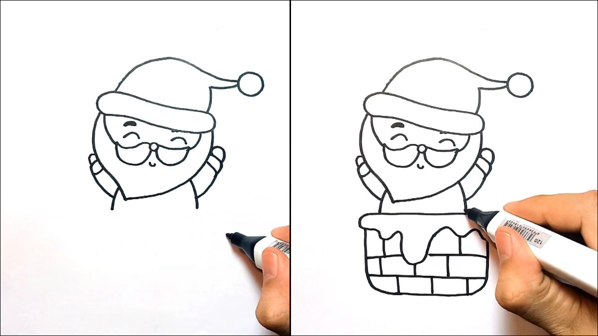 Bước 1: Vẽ khuôn mặt ông già Noel