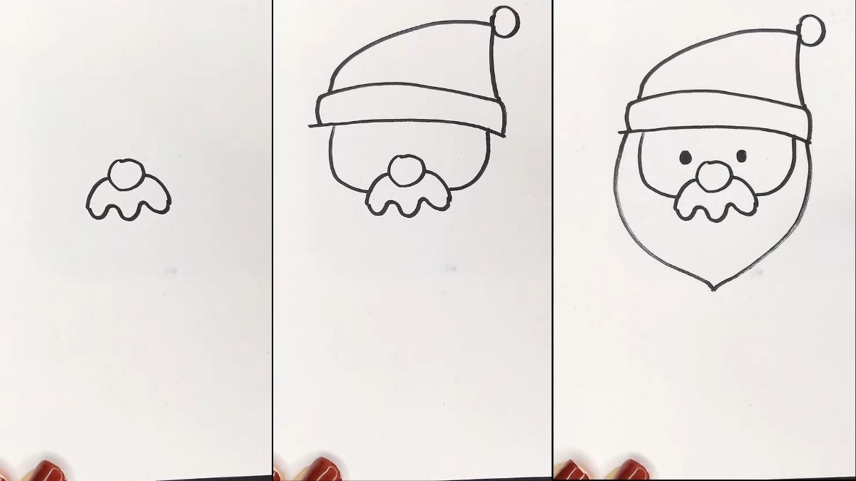 Bước 1: Vẽ khuôn mặt ông già Noel
