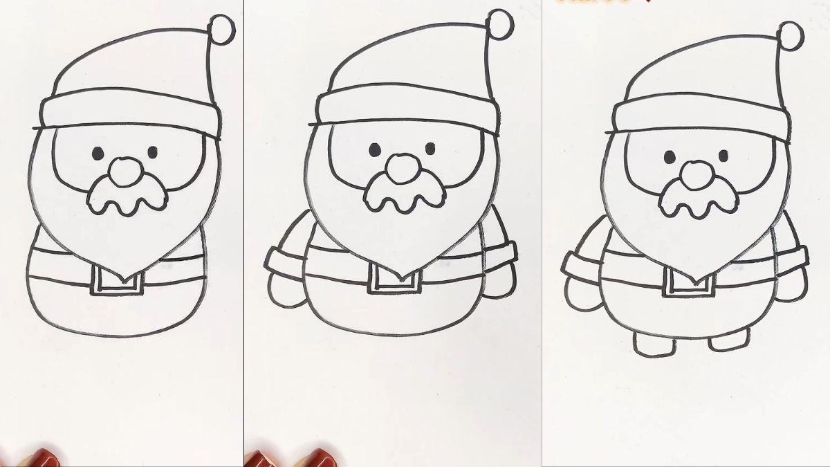 Bước 1: Vẽ khuôn mặt ông già Noel
