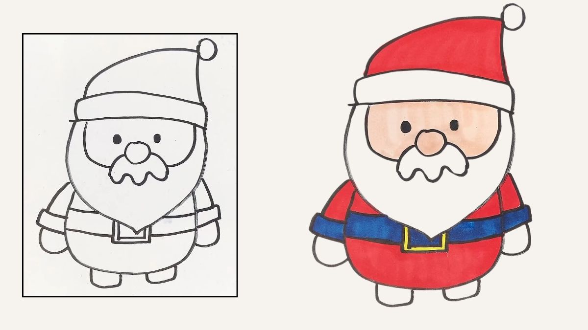 Bước 1: Vẽ khuôn mặt ông già Noel