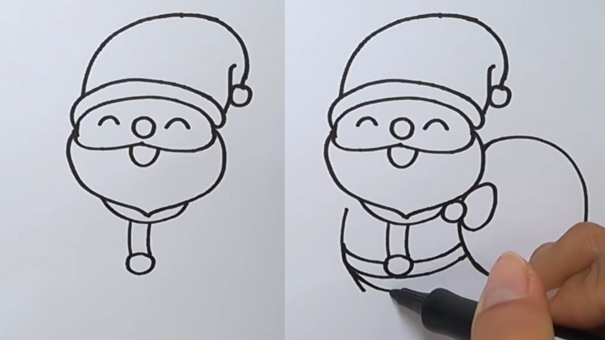 Bước 1: Phác họa khuôn mặt ông già Noel