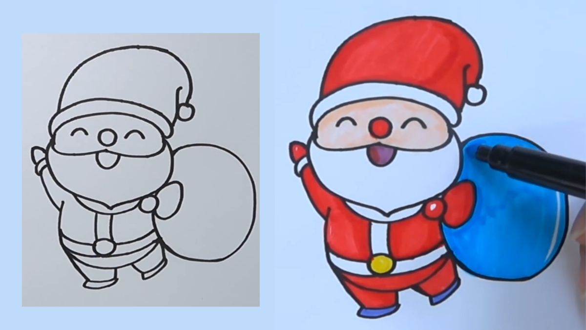 Bước 1: Phác họa khuôn mặt ông già Noel