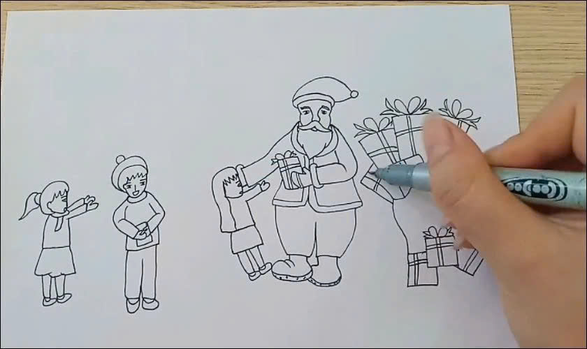 Bước 1: Vẽ ông già Noel