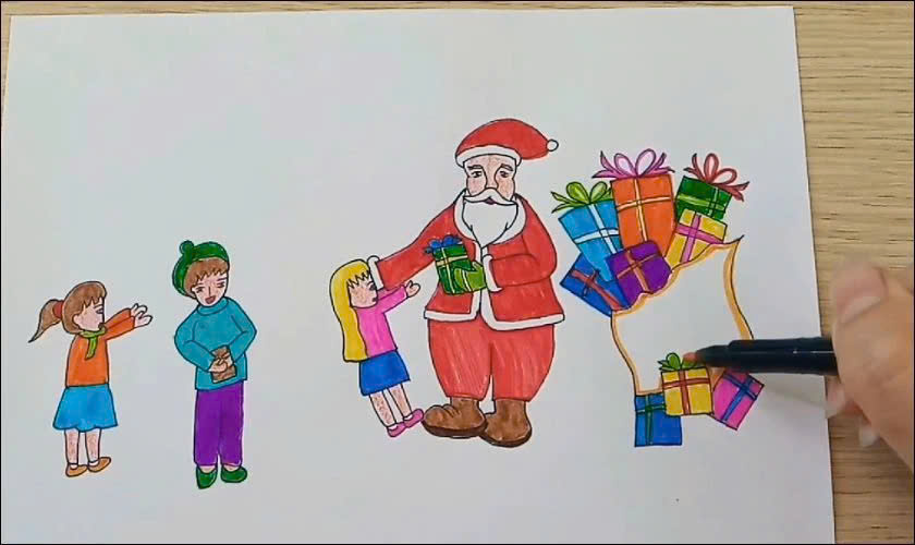 Bước 1: Vẽ ông già Noel